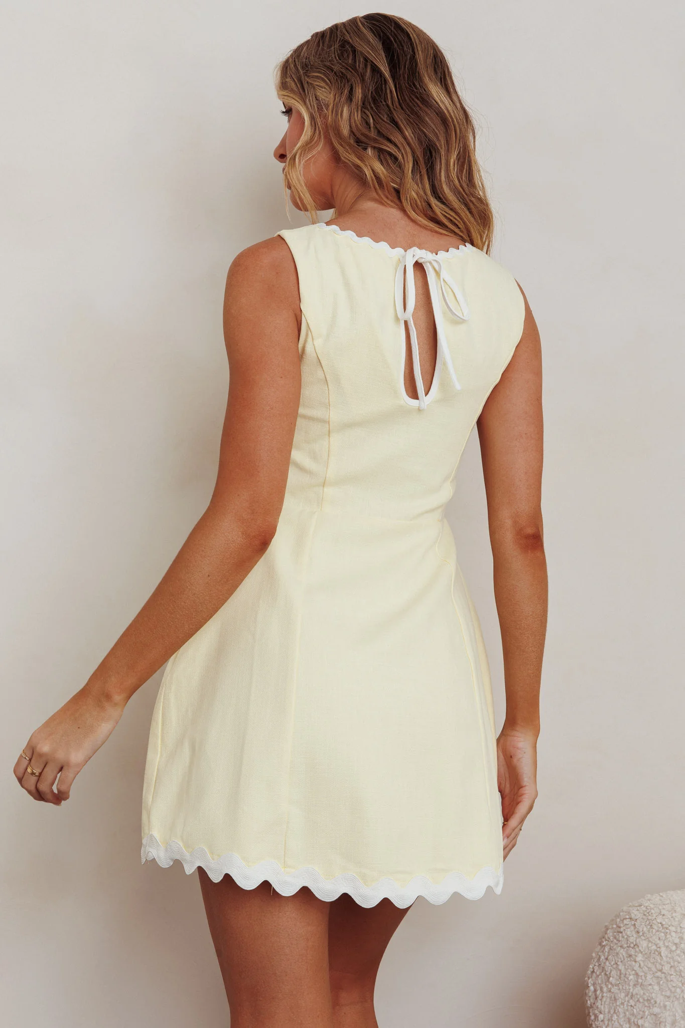Make You Mine Sleeveless Mini Dress Lemon - Image 3