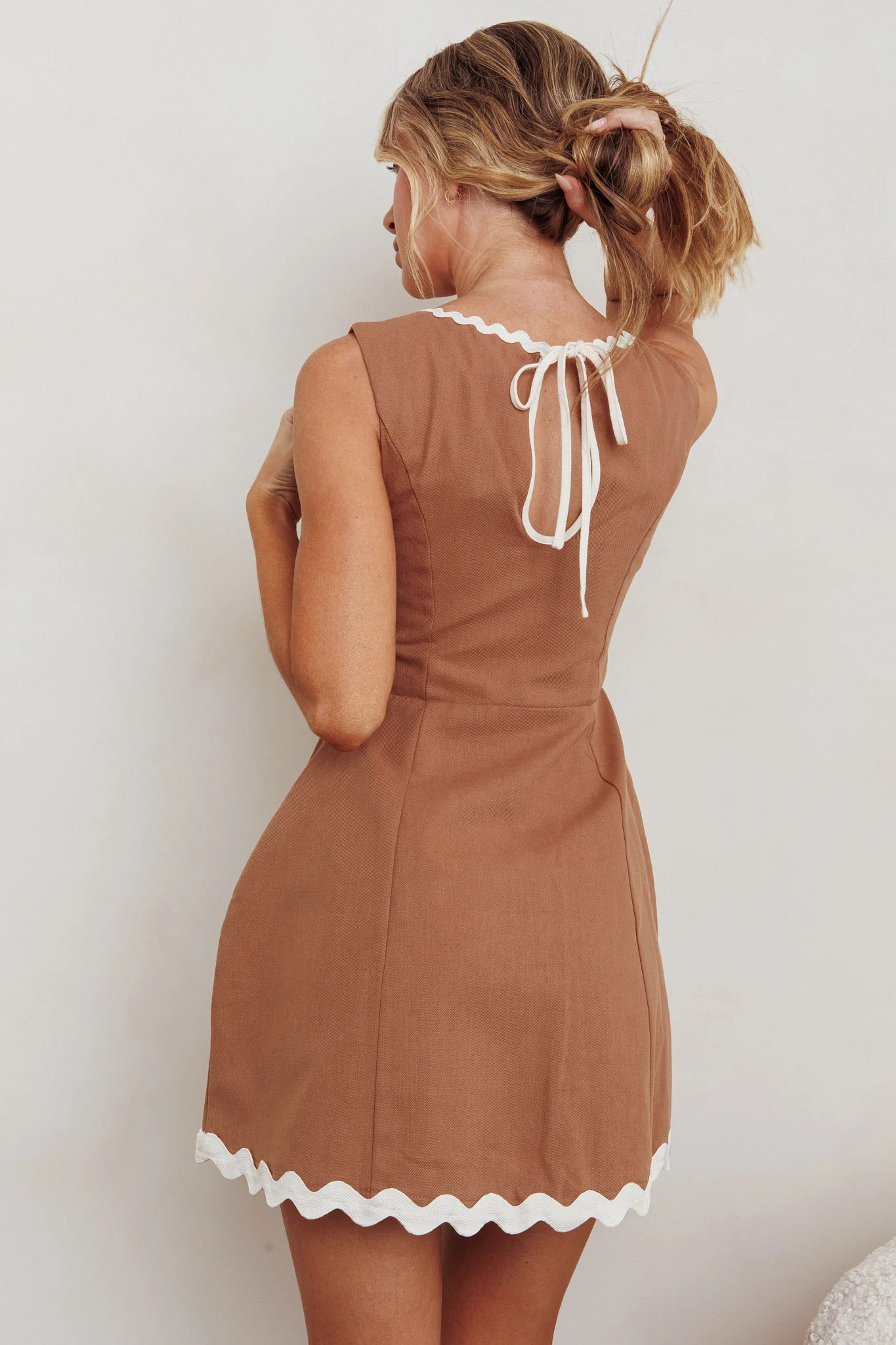 Make You Mine Sleeveless Mini Dress Mocha - Image 3