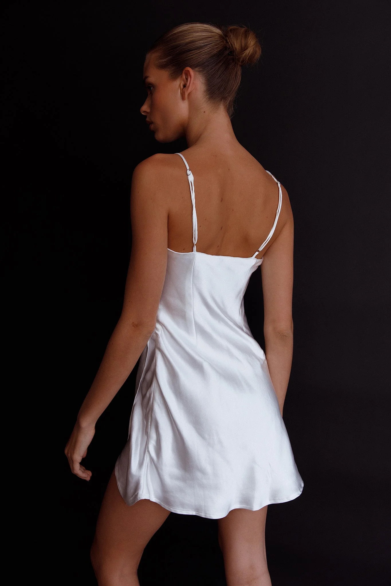 Making Headlines Diamante Neckline Mini Dress White - Image 3