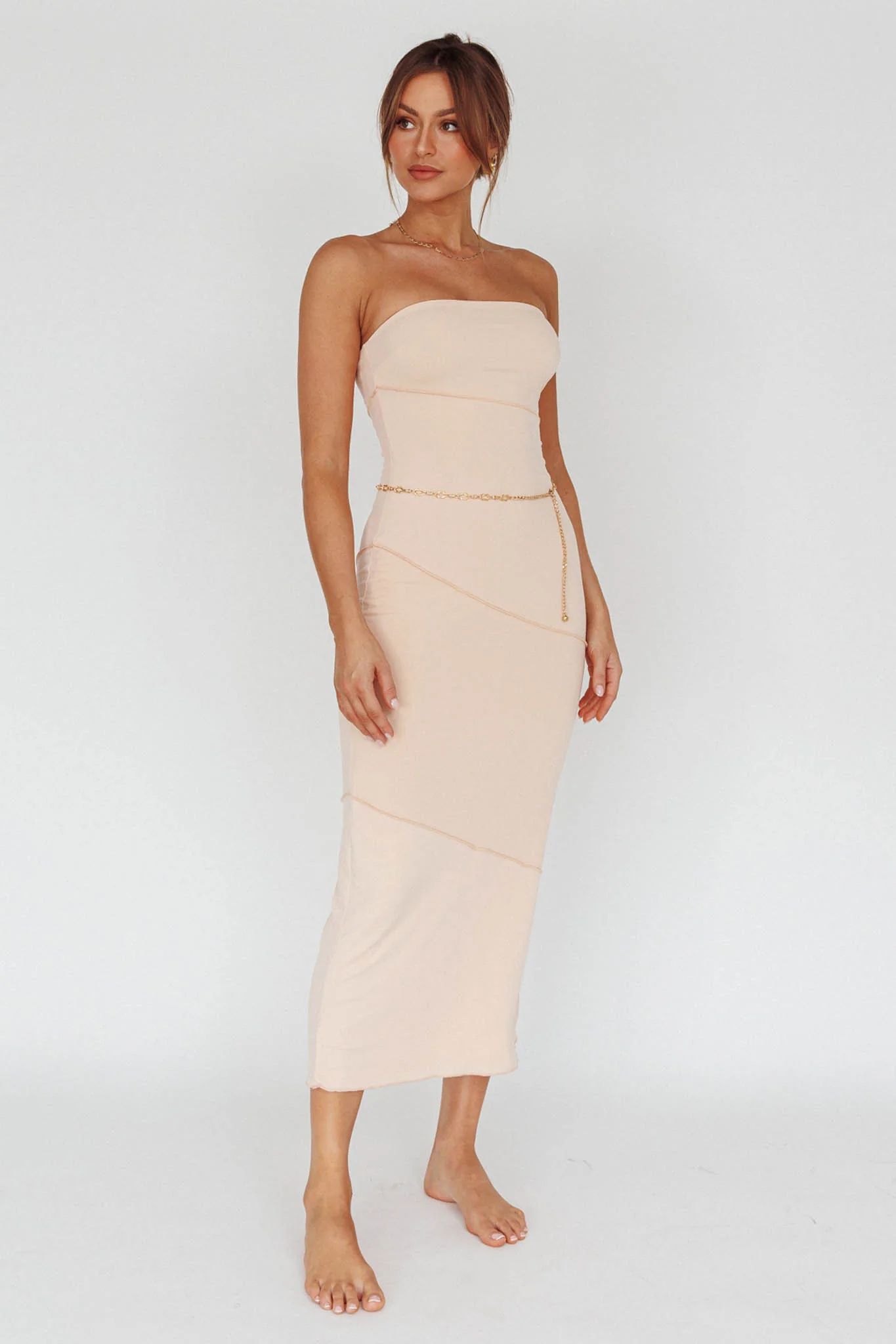 Making Headlines Strapless Midi Dress Cream - Image 3