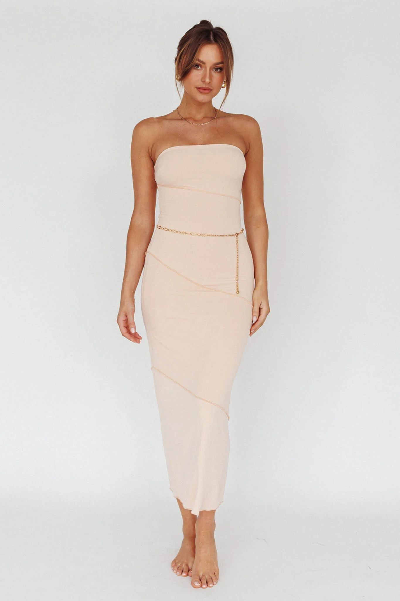 Making Headlines Strapless Midi Dress Cream - Image 5
