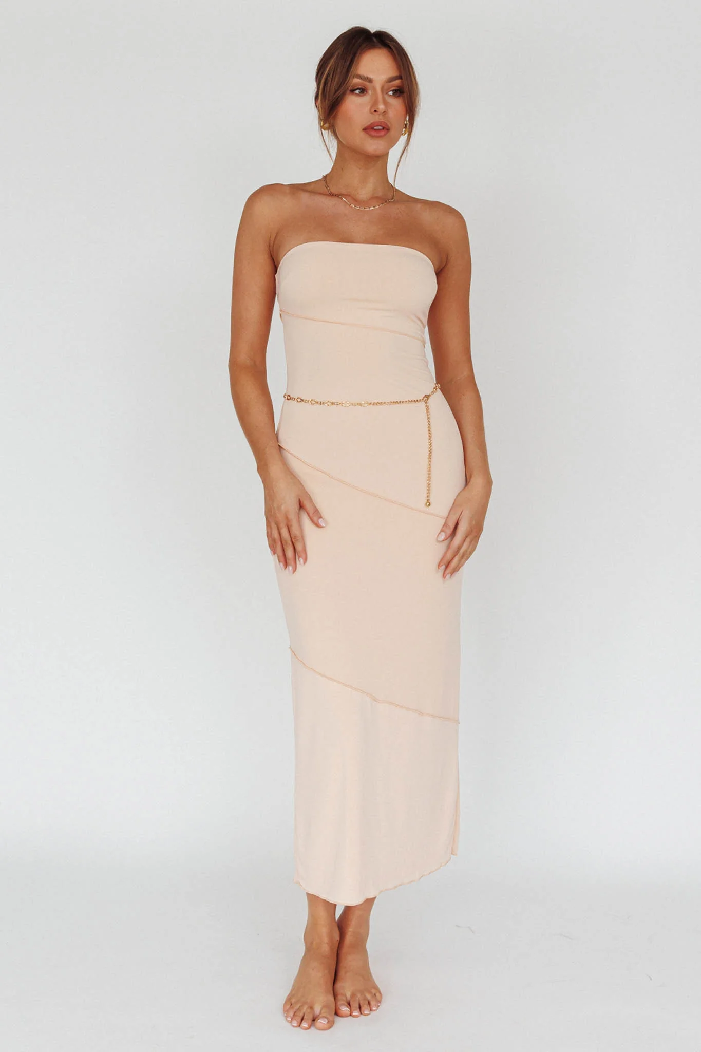 Making Headlines Strapless Midi Dress Cream - Image 7