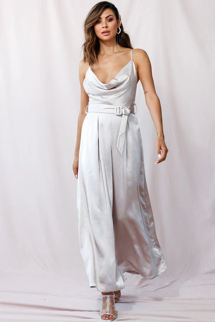 Mali Wide Leg Belted Jumpsuit Champagne - Image 7