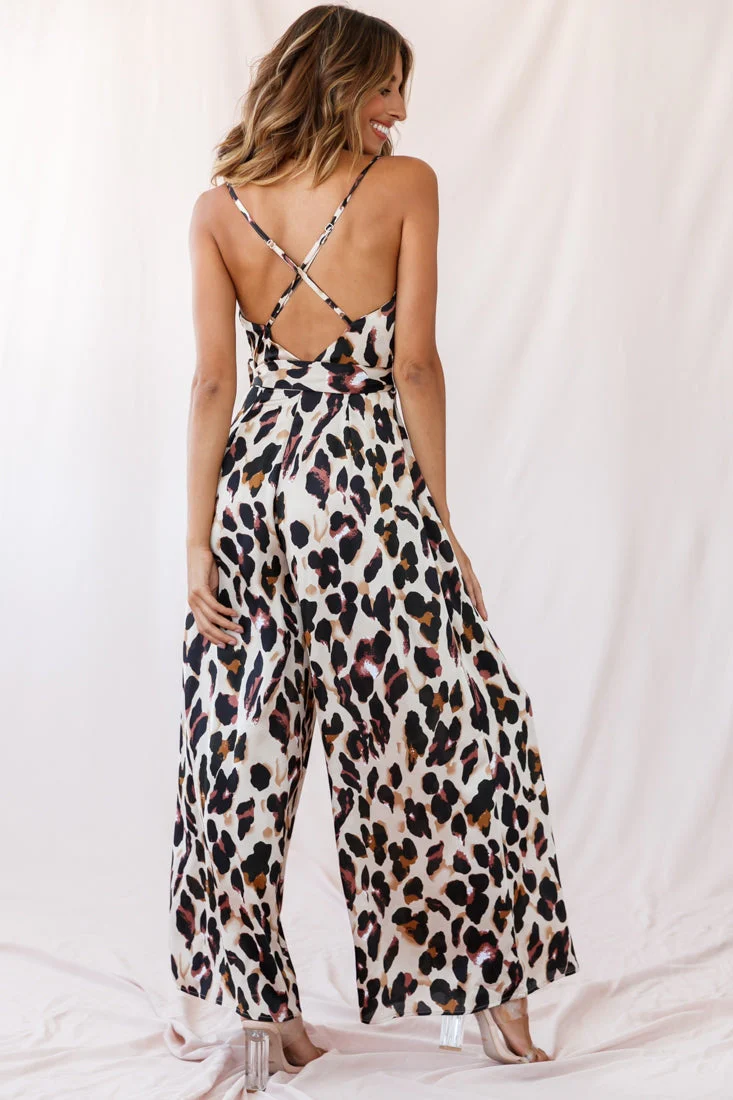 Mali Wide Leg Belted Jumpsuit Leopard - Image 4
