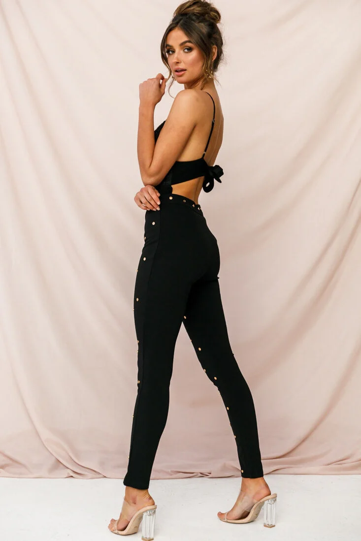 Manhattan Gold Button Pants Black - Image 2