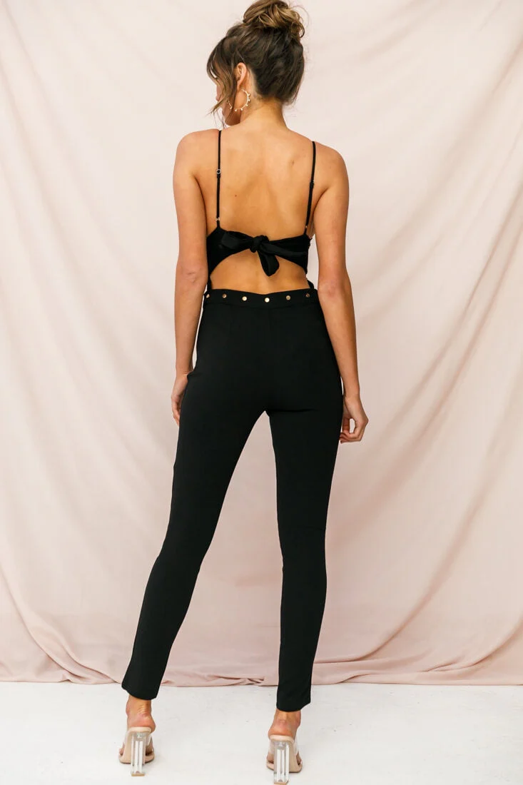 Manhattan Gold Button Pants Black - Image 3