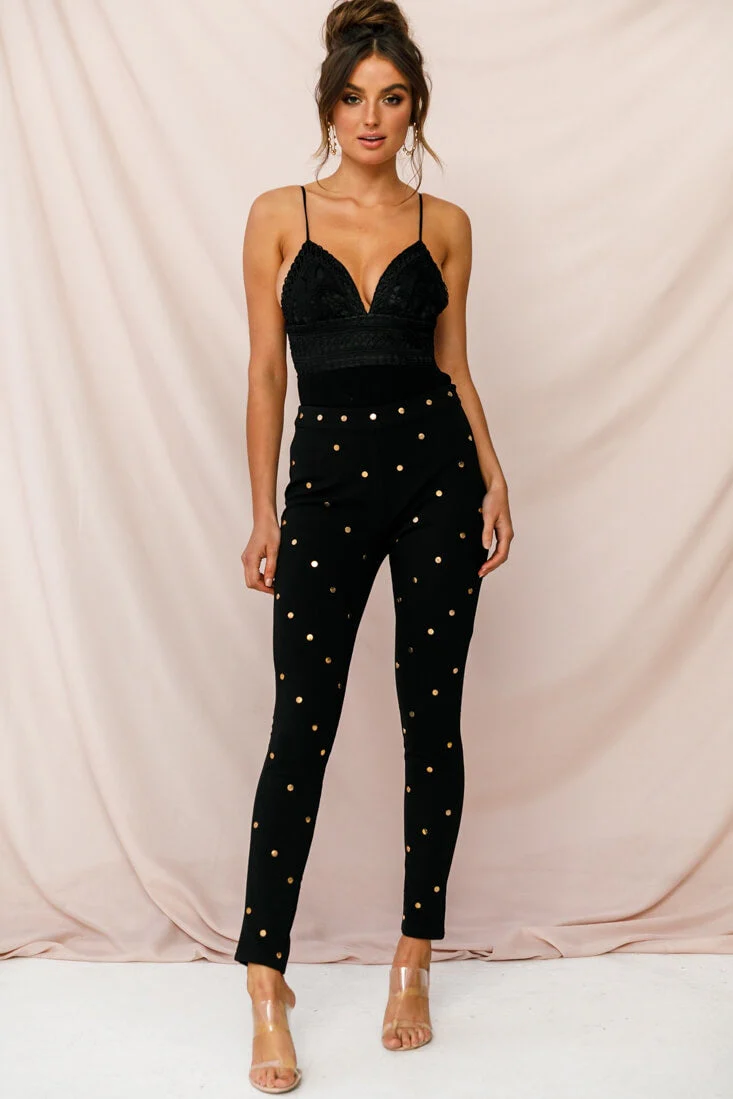 Manhattan Gold Button Pants Black - Image 4