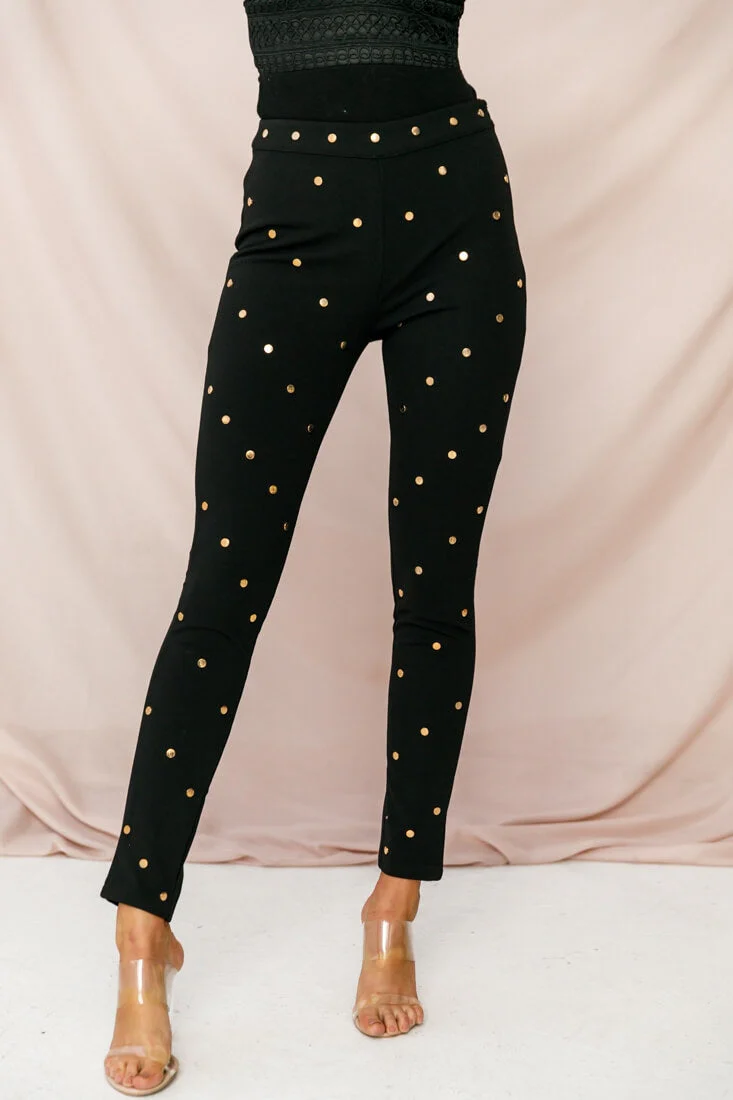 Manhattan Gold Button Pants Black - Image 5