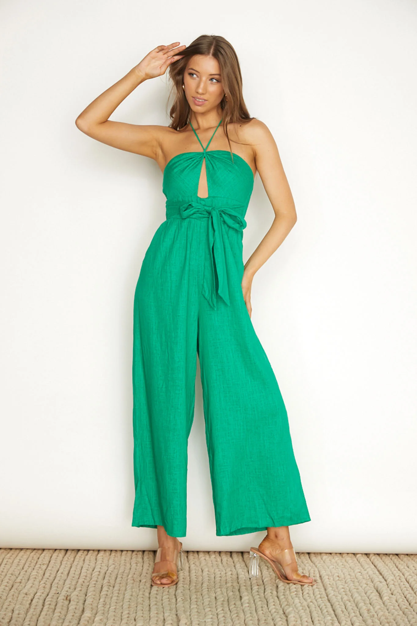 Maravilhosa Keyhole Halter Jumpsuit Green - Image 3