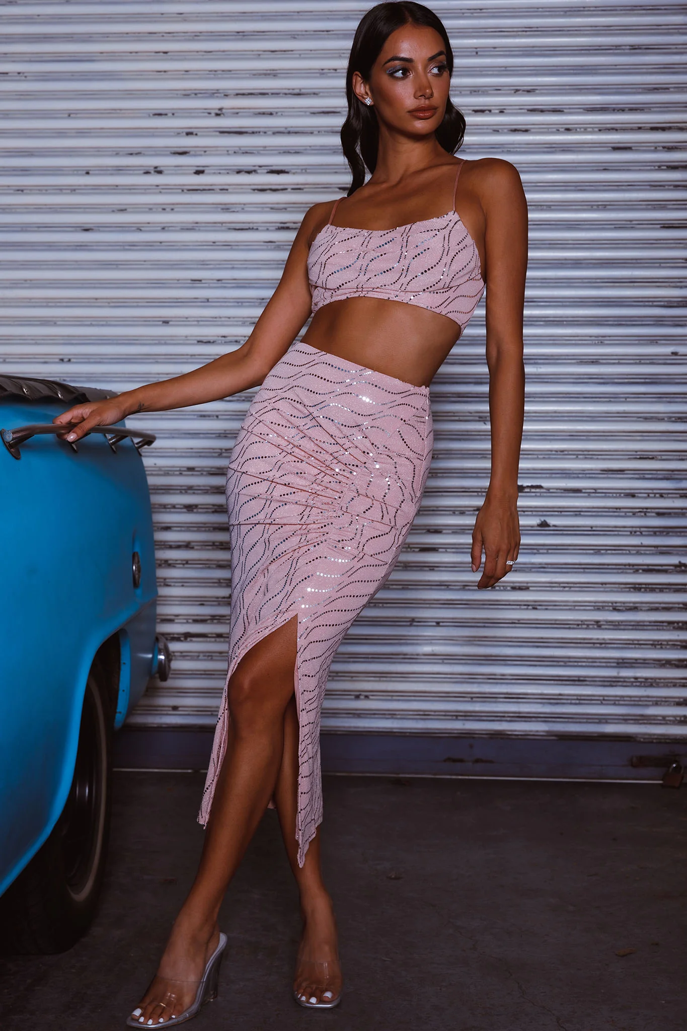 Maree Pleated Bust Crop Top Blush - Image 2