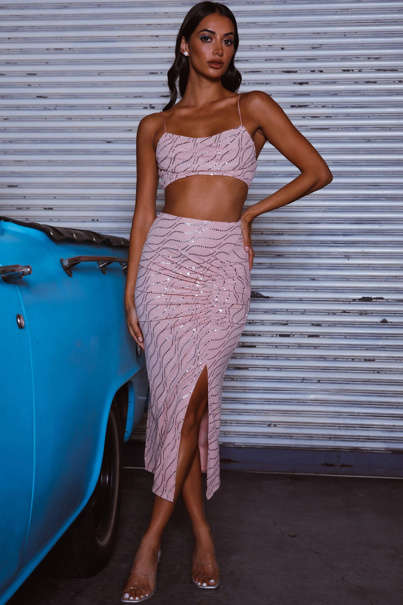 Maree Pleated Bust Crop Top Blush - Image 3