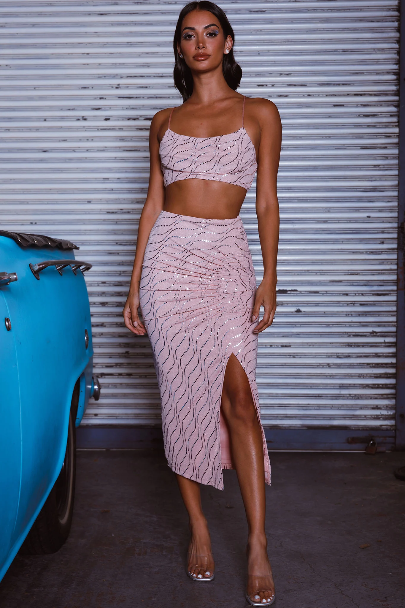 Maree Pleated Bust Crop Top Blush - Image 5