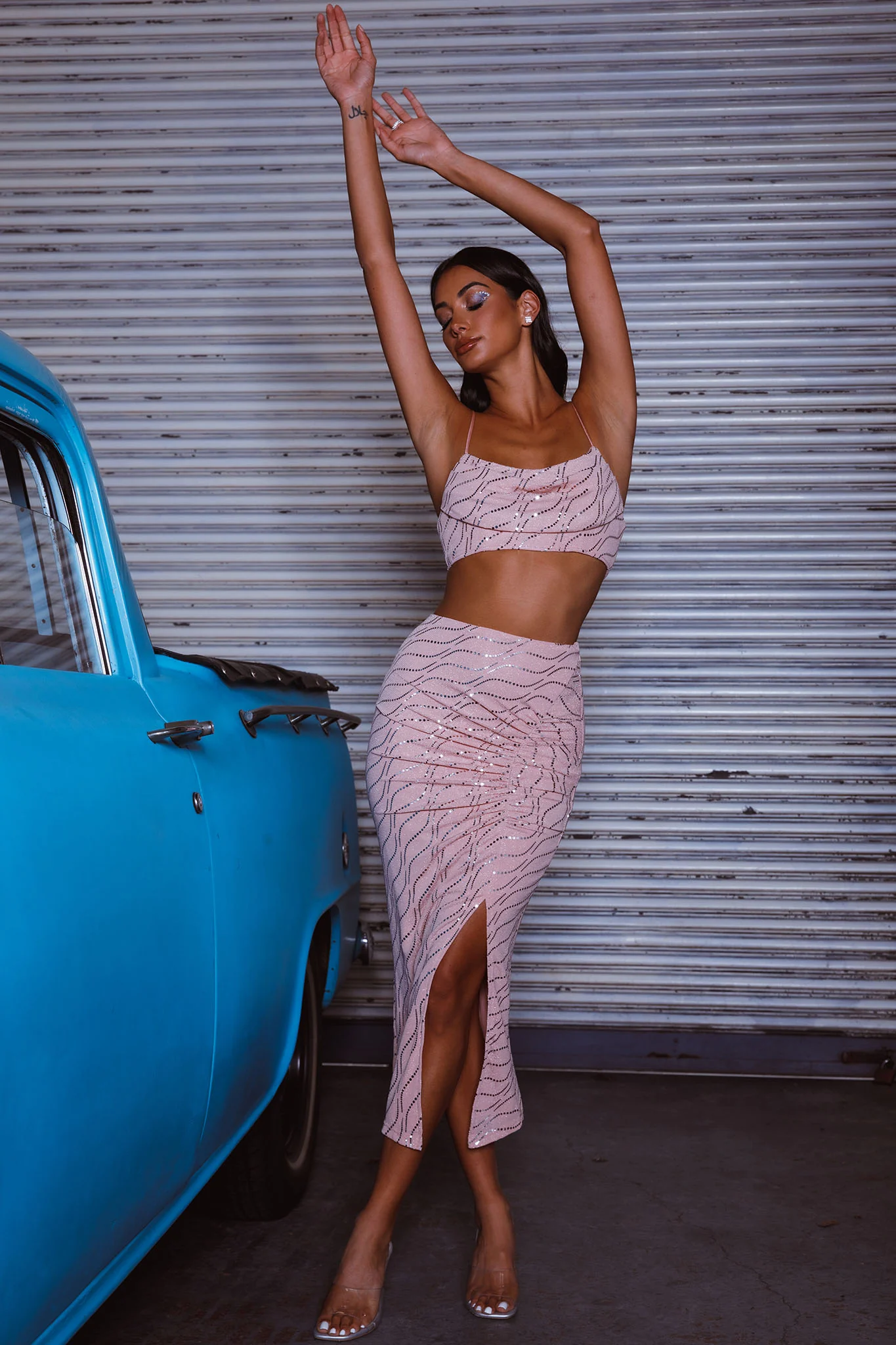 Maree Pleated Bust Crop Top Blush - Image 6