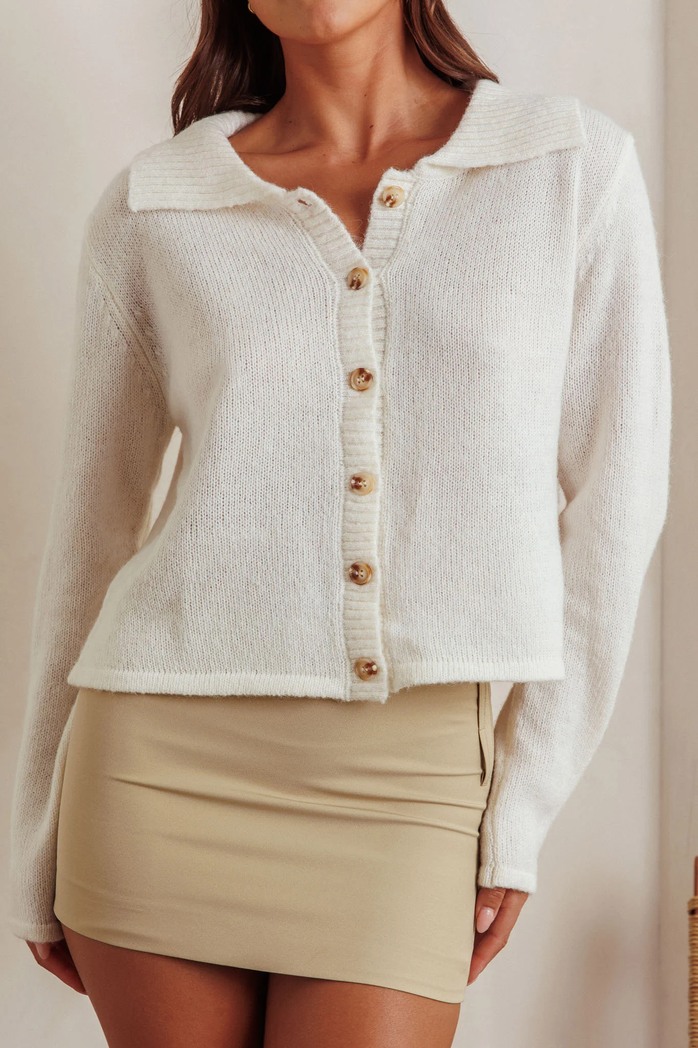 Margaret Button-Up Knit Cardigan Milk - Image 3