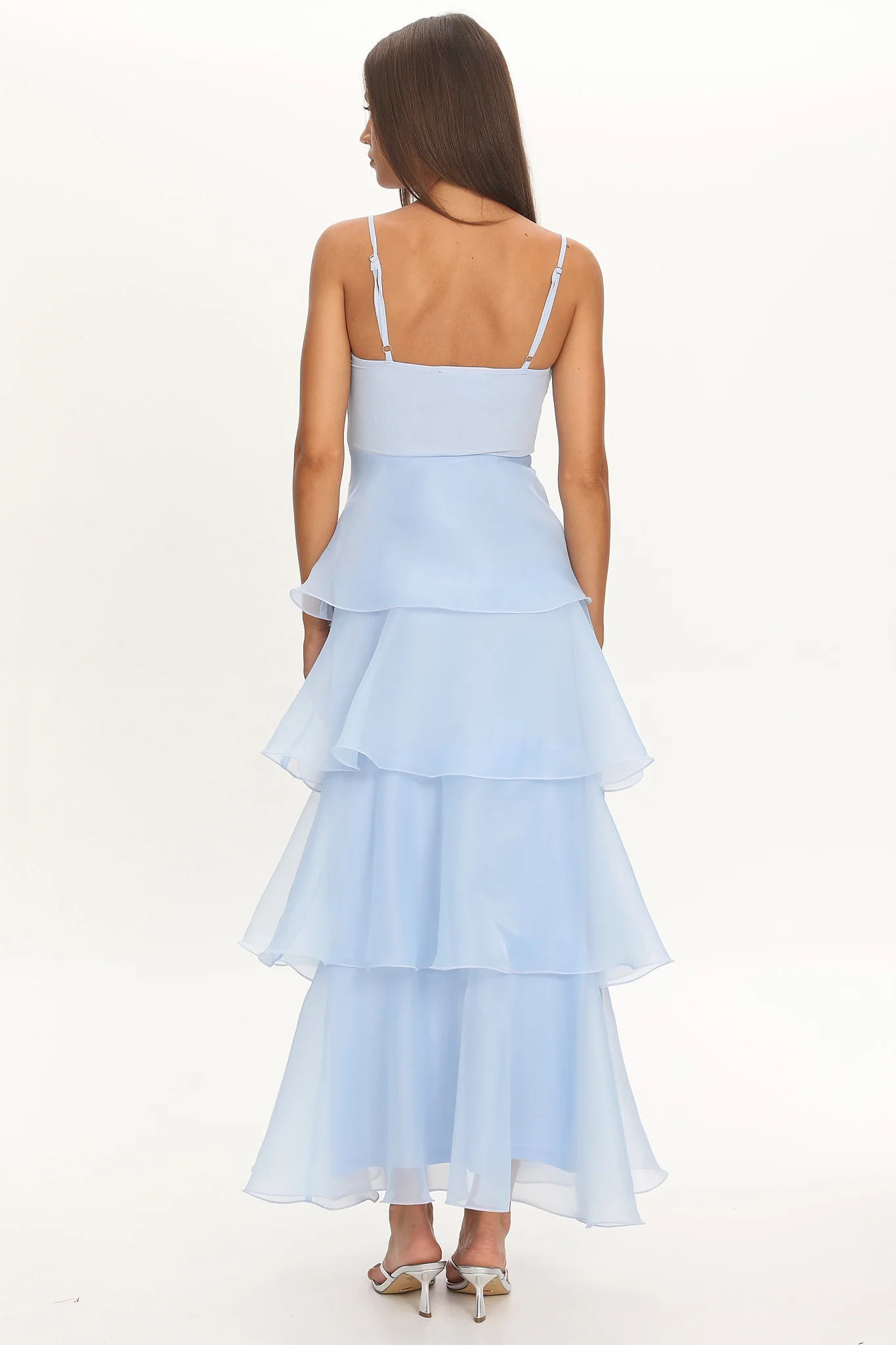 Margarida Layered Sweetheart Neckline Maxi Dress Blue - Image 2