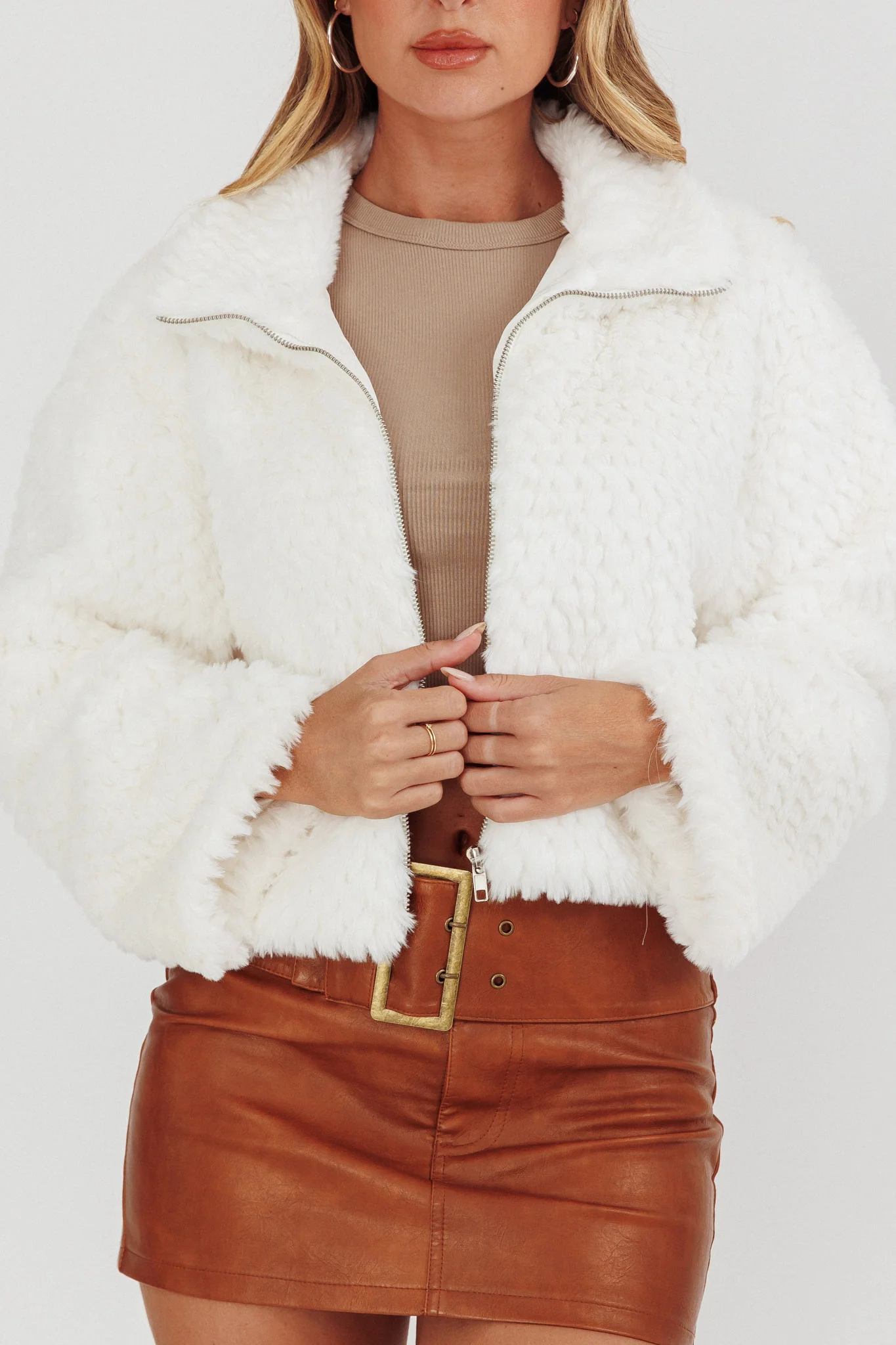 Margeaux Faux Fur Jacket White - Image 4