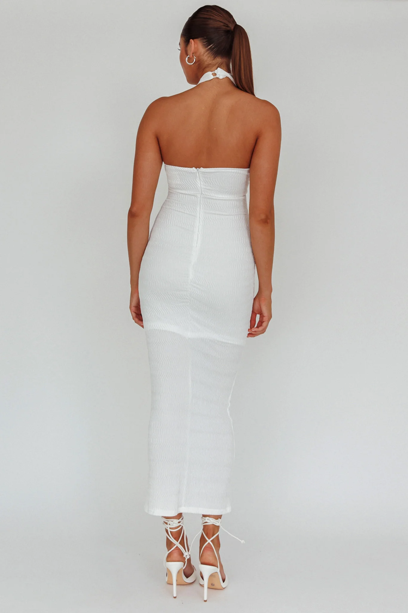 Mari Halterneck Midi Dress White - Image 2