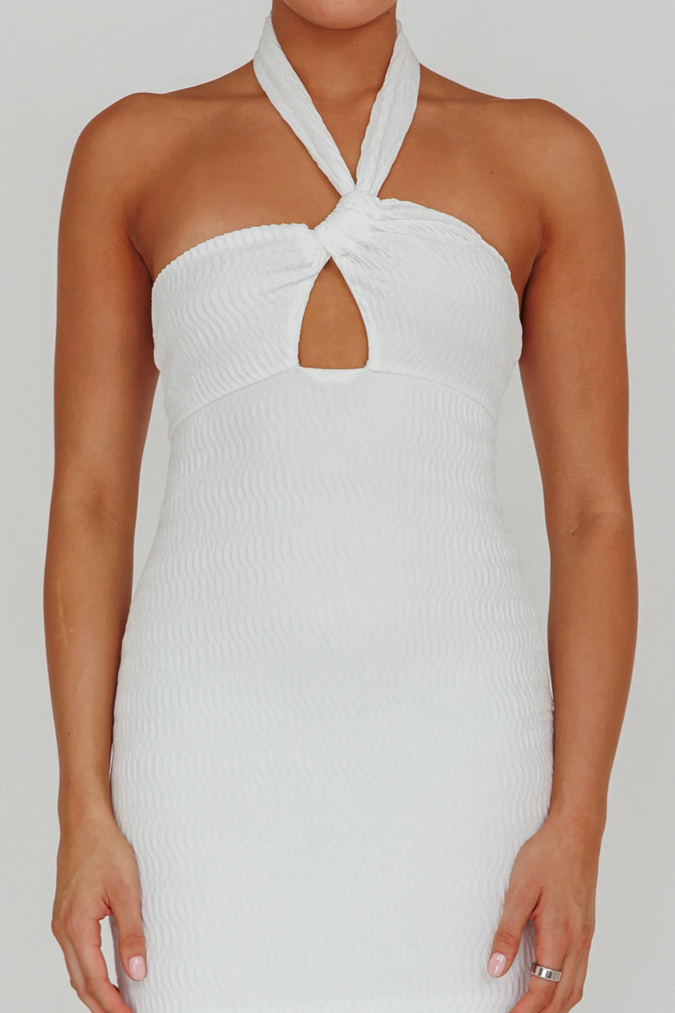 Mari Halterneck Midi Dress White - Image 4