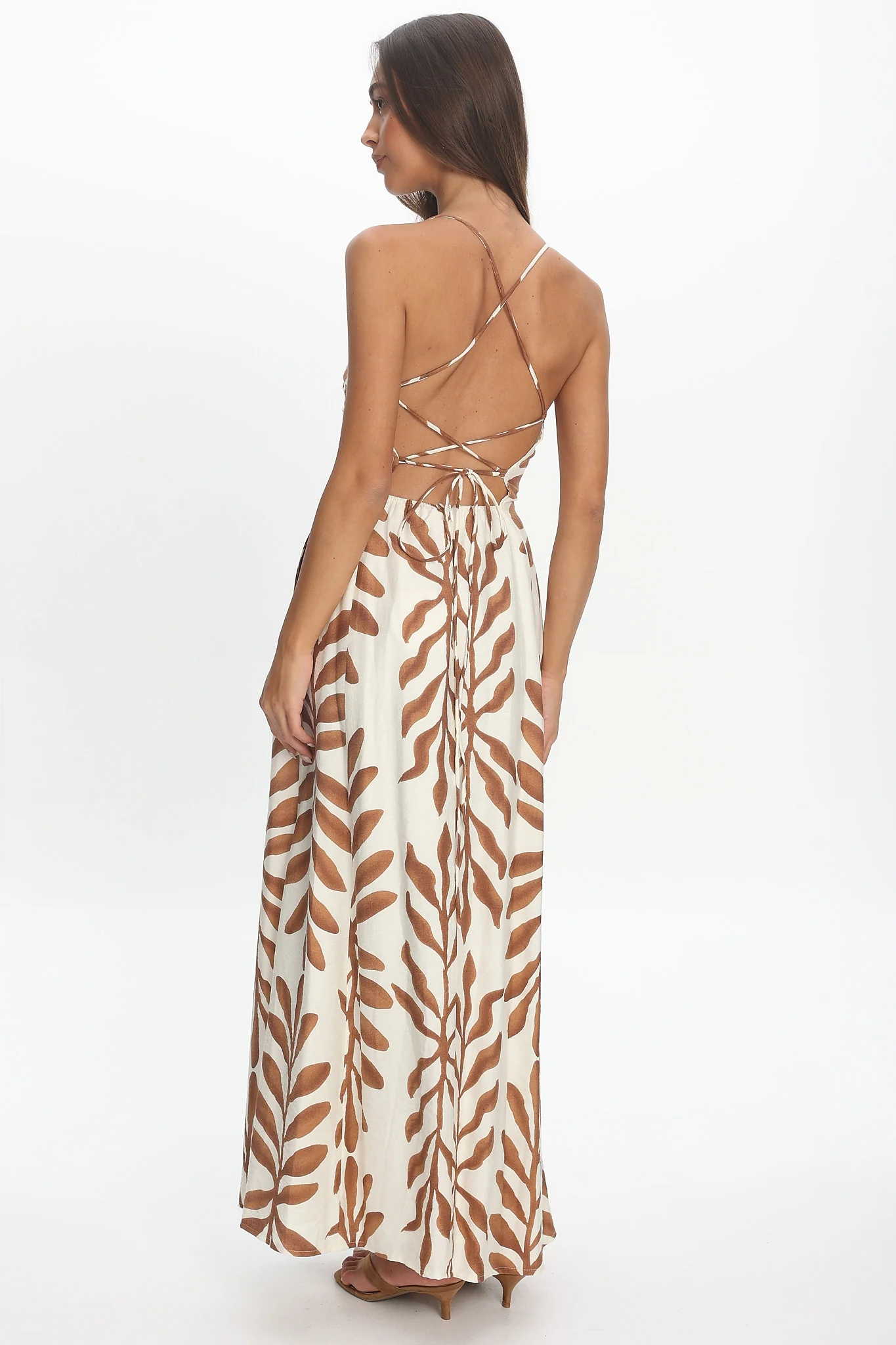 Mariana Strappy Back Maxi Dress Print Cream - Image 3