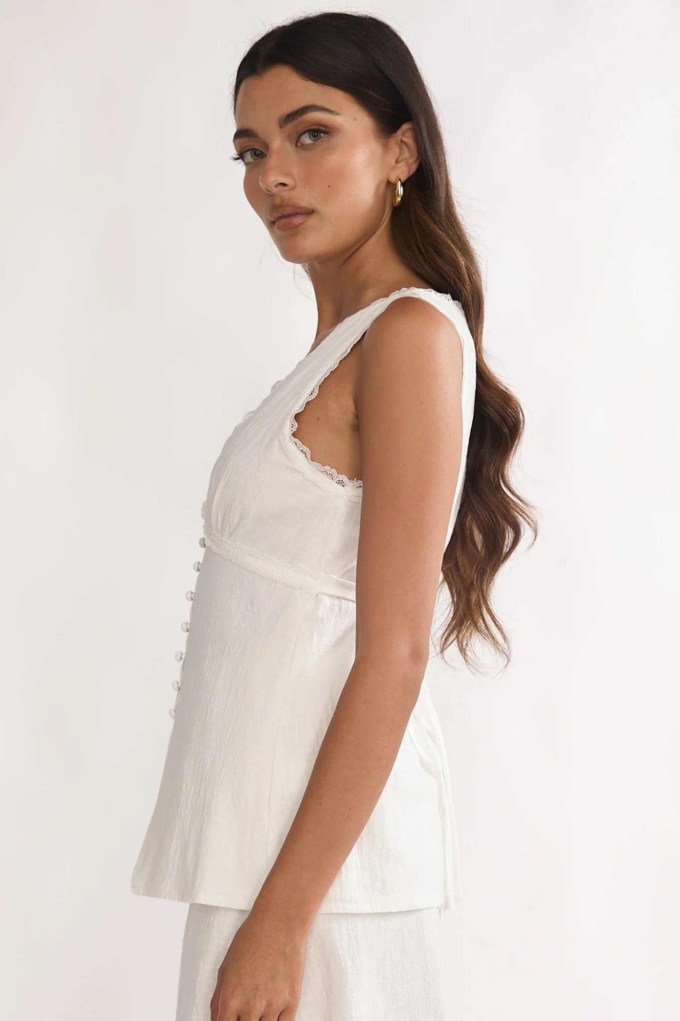 Maribelis Button Front Top White - Image 7