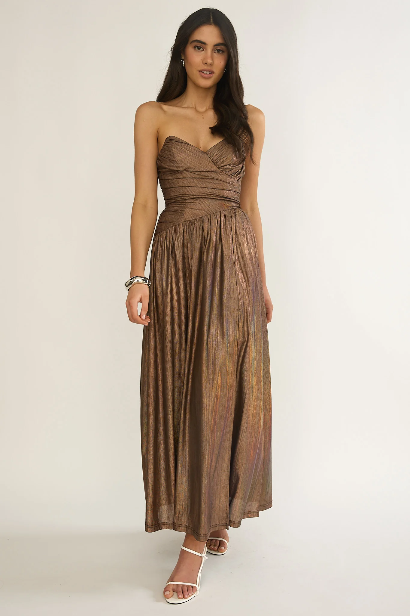 Marin Pointed Sweetheart Maxi Dress Gold - Image 4