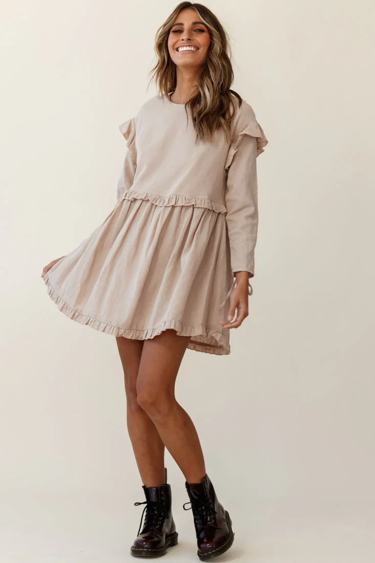Marion Long Sleeve Shift Dress Mocha