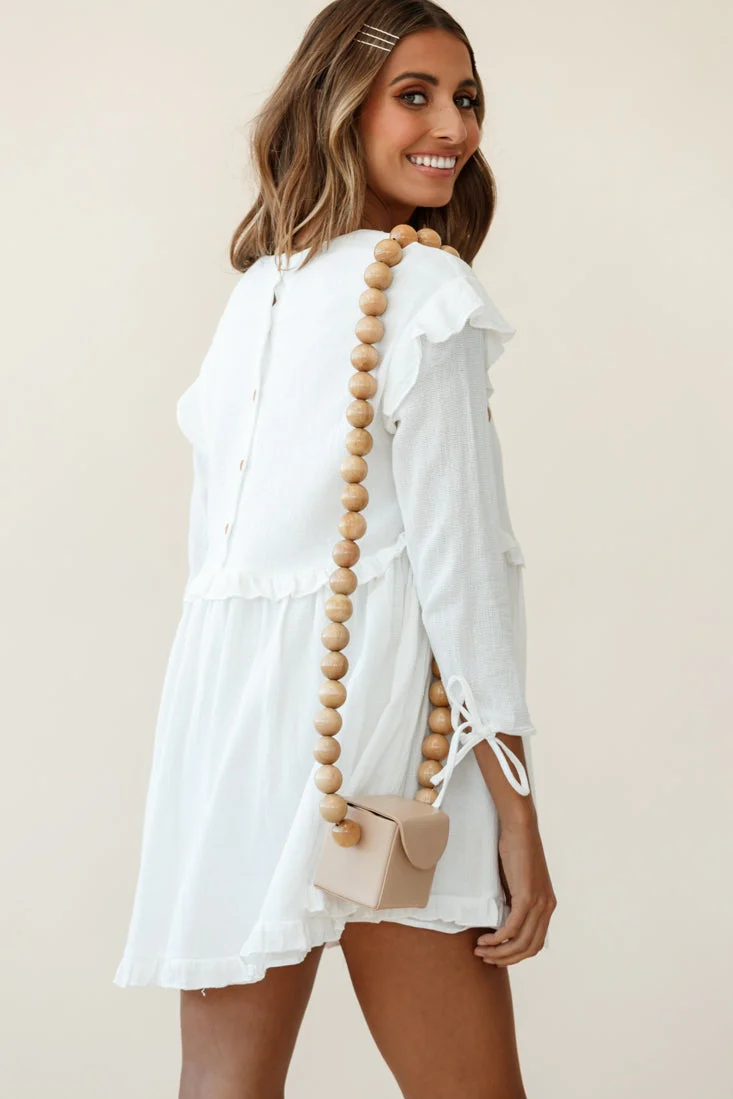 Marion Long Sleeve Shift Dress White - Image 6