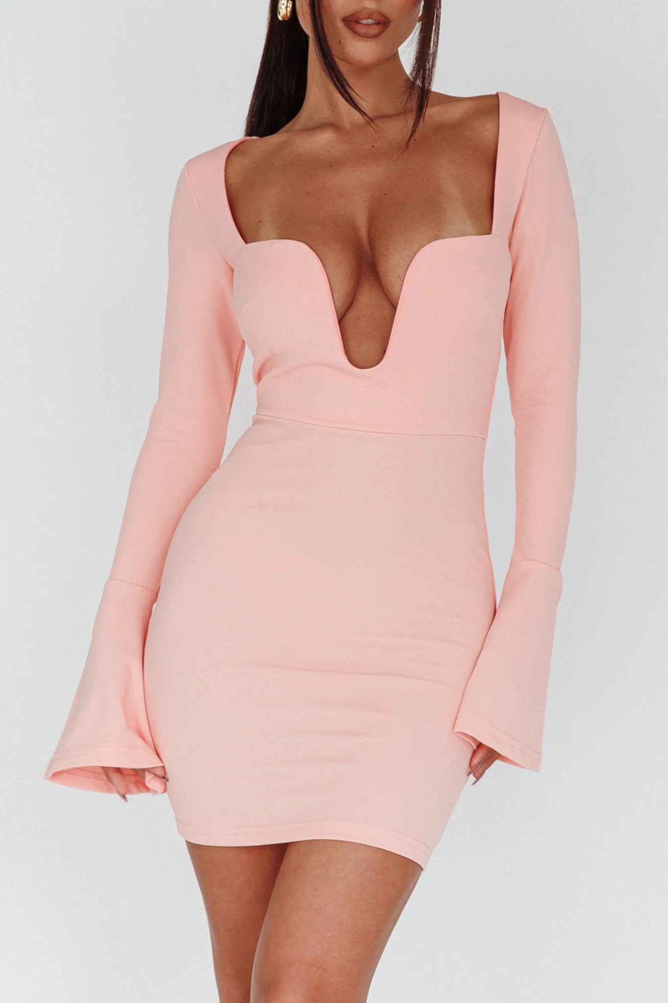 Maris Flared Cuff Mini Dress Baby Pink - Image 4