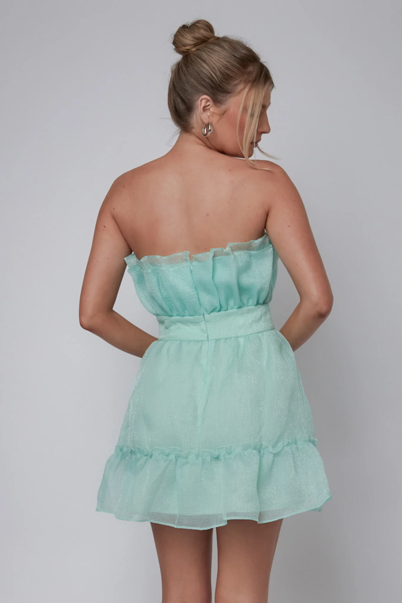 Marisela Strapless Frill Hem Mini Dress Mint - Image 3