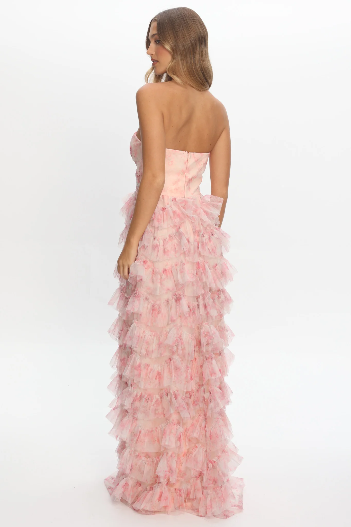 Marisyn Tiered Frill Maxi Dress Floral Blush - Image 2