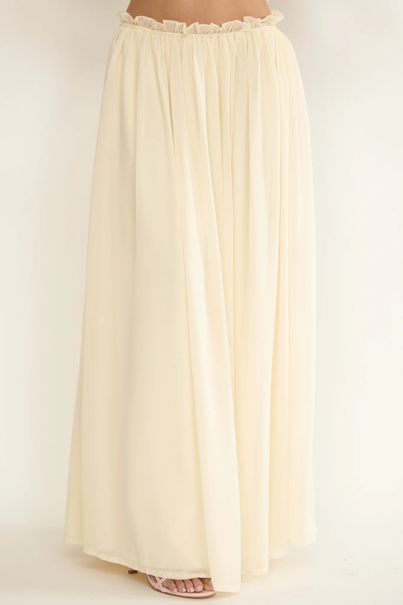 Marivelle Frill Trim Maxi Skirt Oyster - Image 3