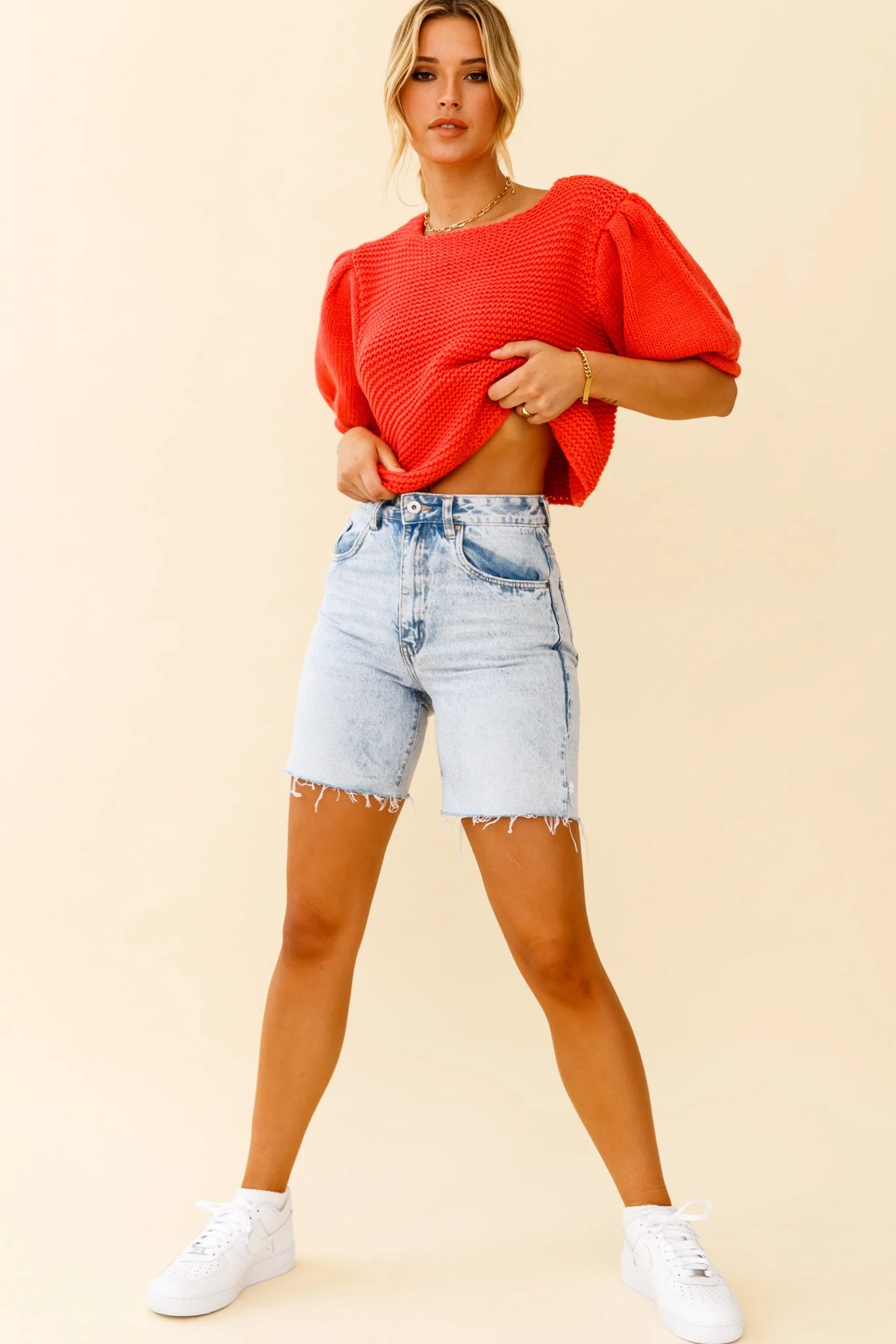 Marla Puff Sleeve Chunky Knit Top Watermelon - Image 7