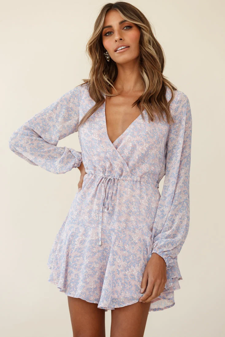 Marlene Long Sleeve Drawstring Waist Dress Floral Print Pink - Image 4