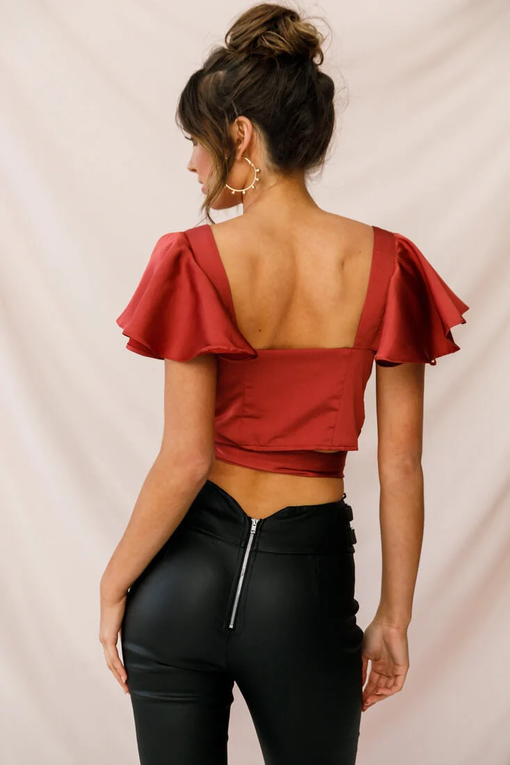 Marquise Wrap Crop Top Rosewood - Image 3