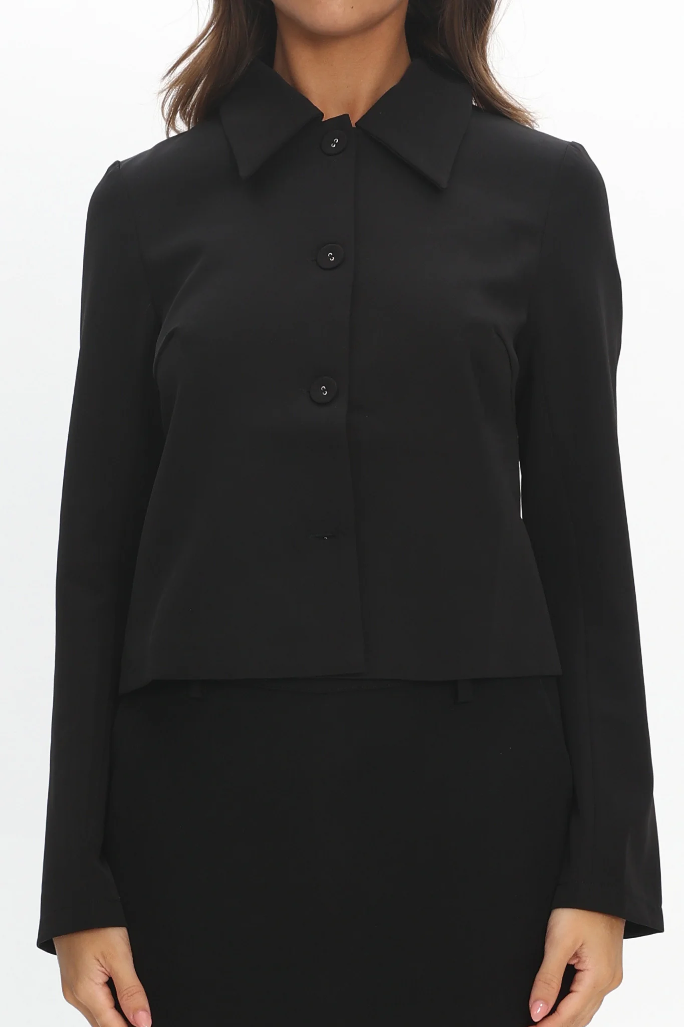 Marsha Button Front Crop Jacket Black - Image 4