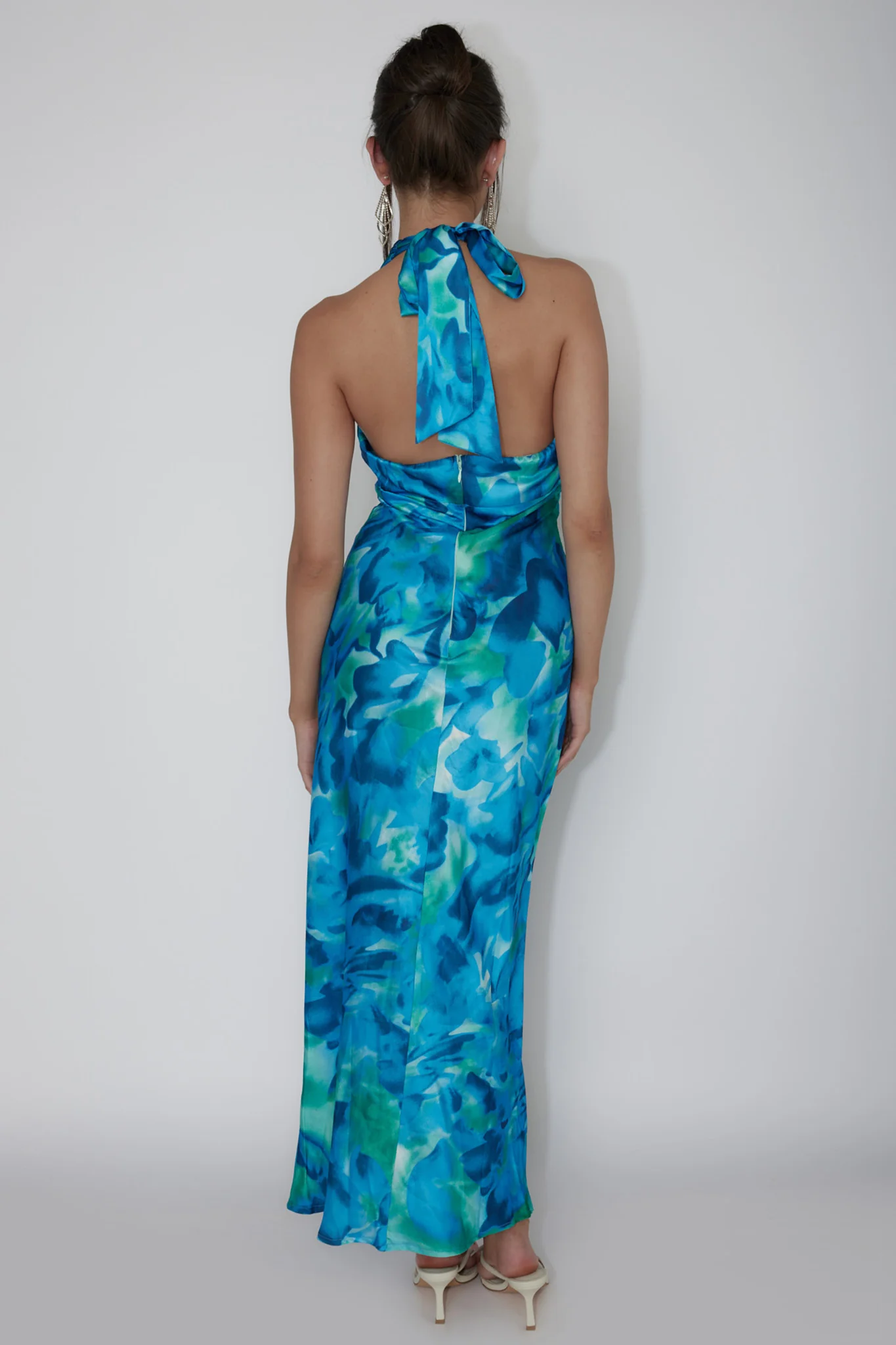 Martia Halterneck Maxi Dress Floral Green - Image 2