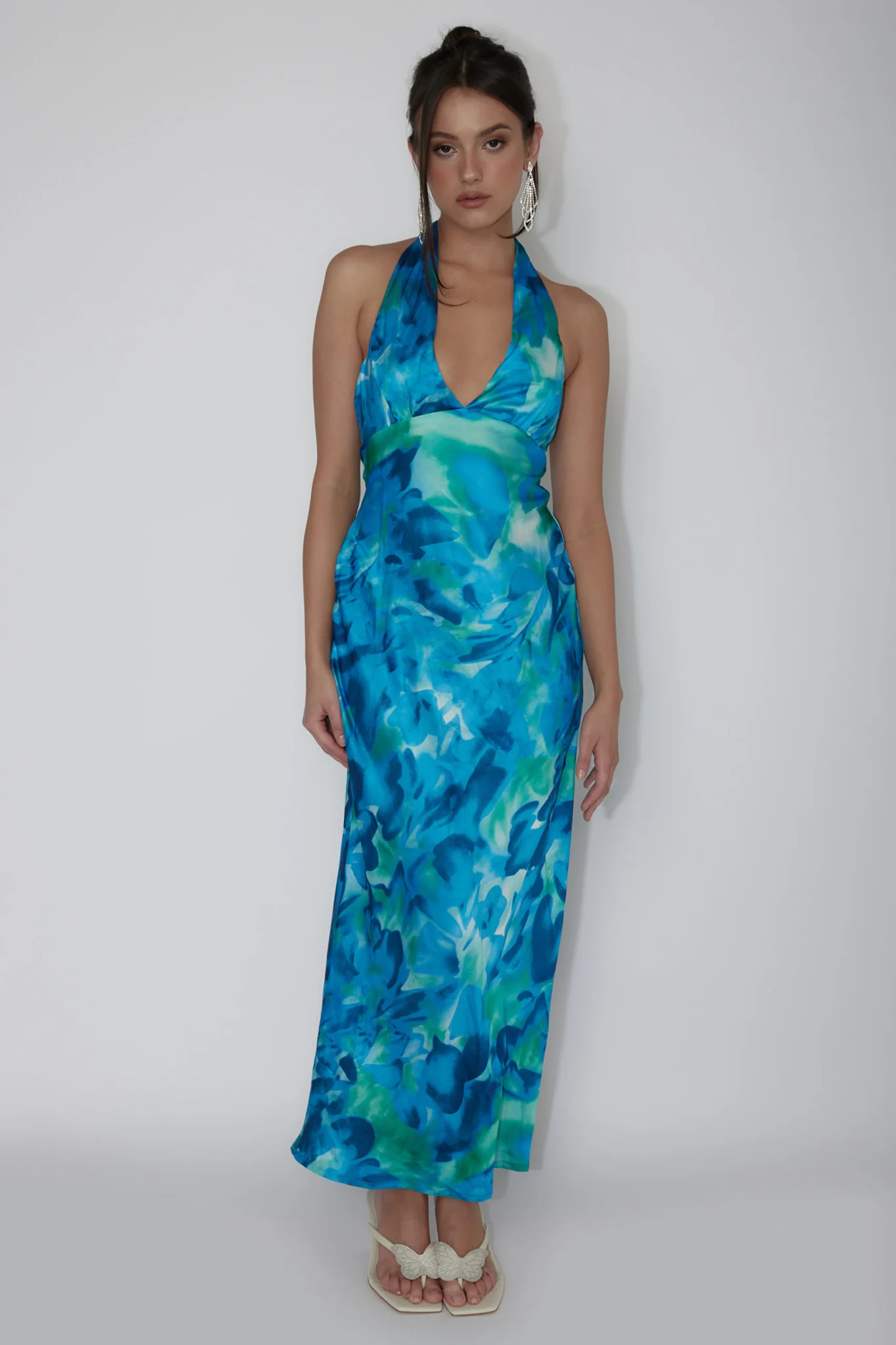 Martia Halterneck Maxi Dress Floral Green - Image 5