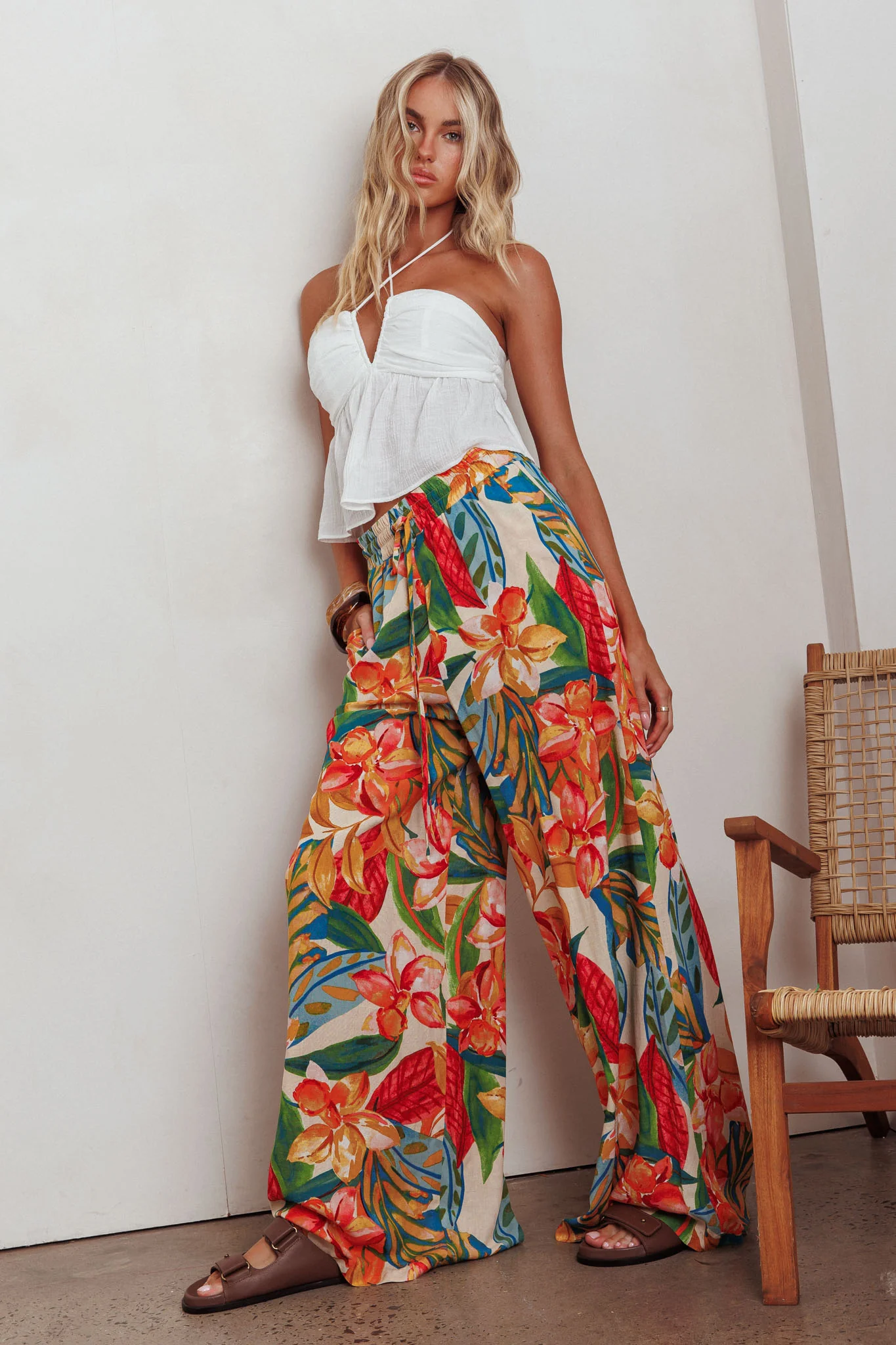 Marula Wide Leg Drawstring Pants Botanical - Image 3