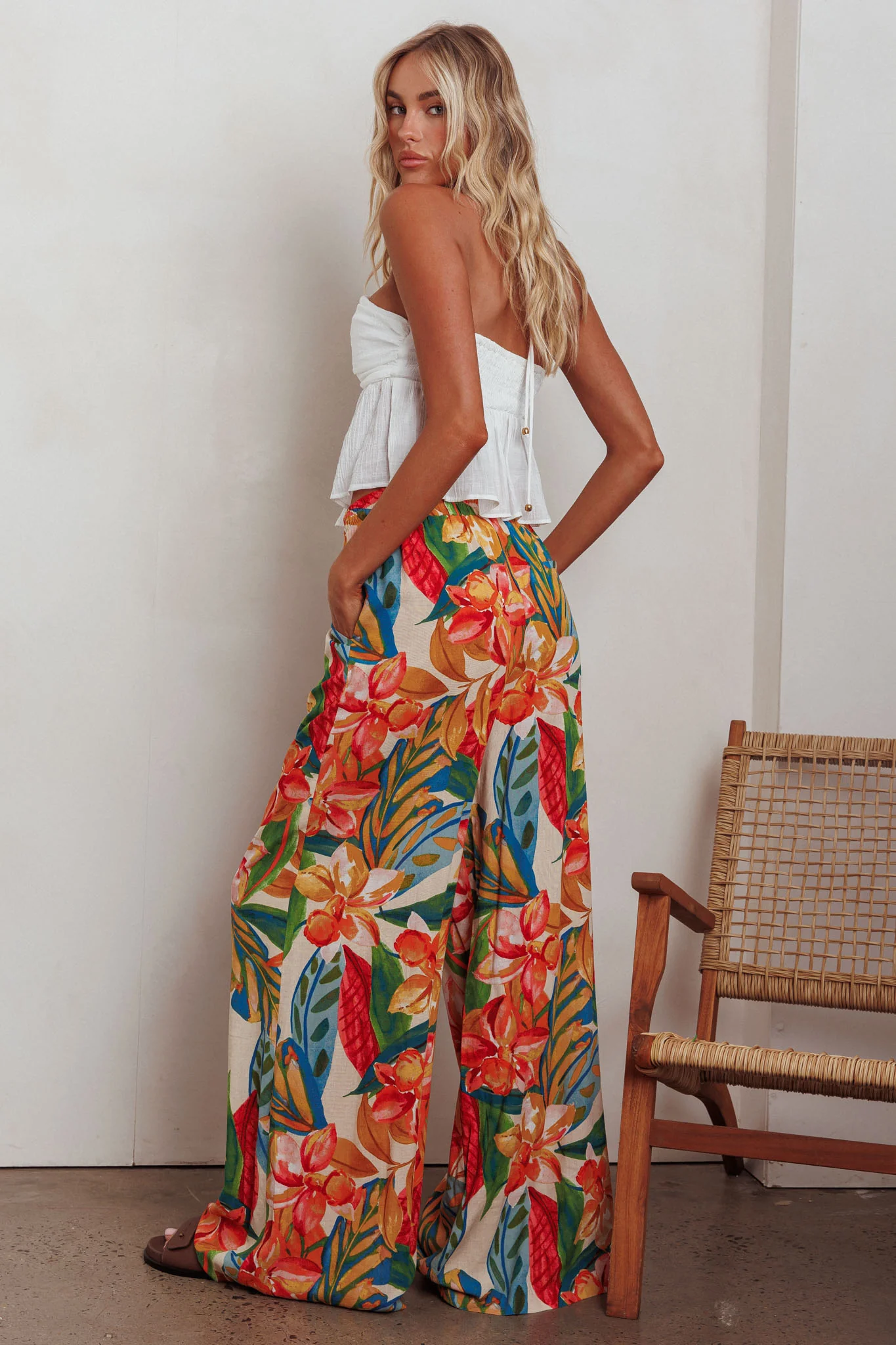 Marula Wide Leg Drawstring Pants Botanical - Image 4