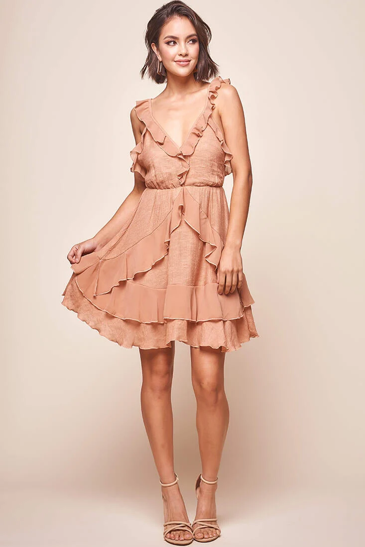 Mary Ruffle Strap Tie Back Dress Rose - Image 6
