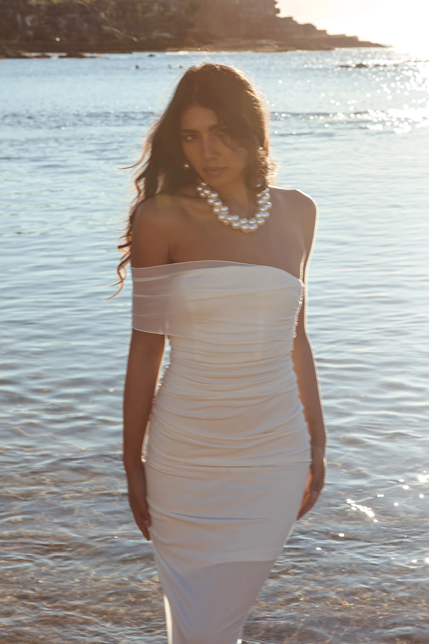Matches One Shoulder Bodycon Maxi Dress White - Image 4