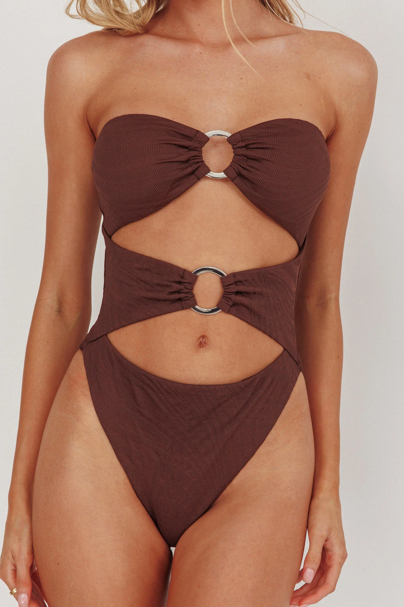 Matilda Cut-Out One Piece Swimsuit Chocolate Texture - Image 4
