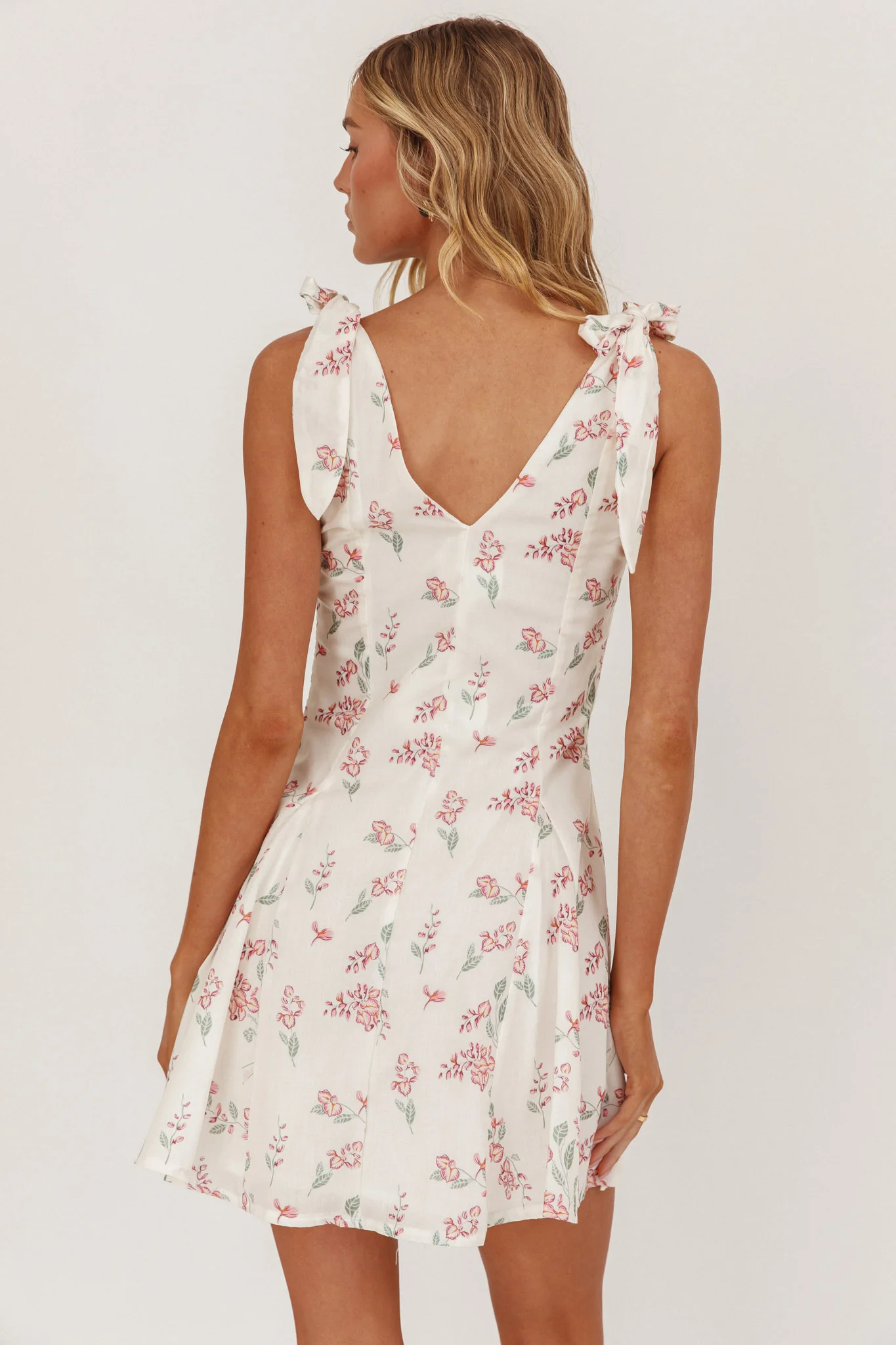 Matina Tied Shoulder Mini Dress Floral - Image 3