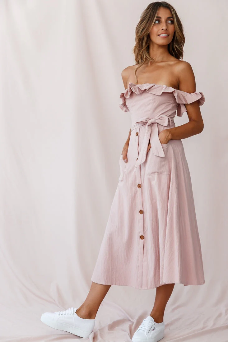 Matisse Off-Shoulder Placket Dress Blush - Image 2