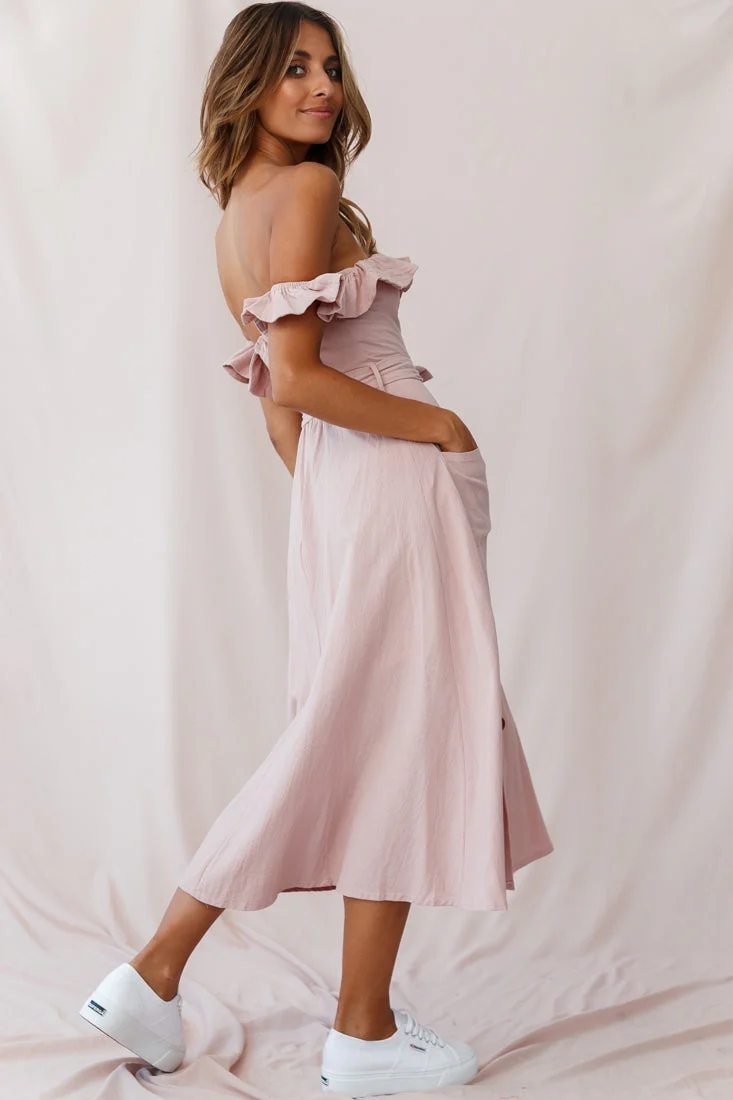 Matisse Off-Shoulder Placket Dress Blush - Image 3