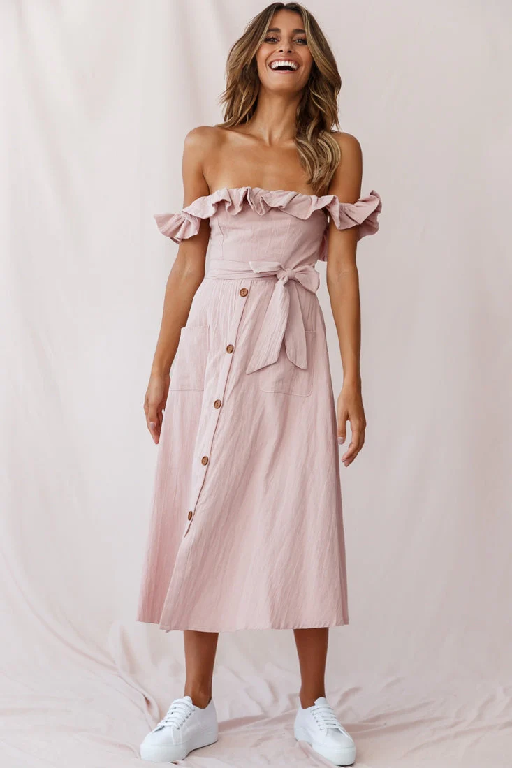 Matisse Off-Shoulder Placket Dress Blush - Image 5