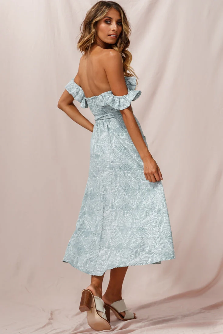 Matisse Off-Shoulder Placket Dress Sage Pattern - Image 3