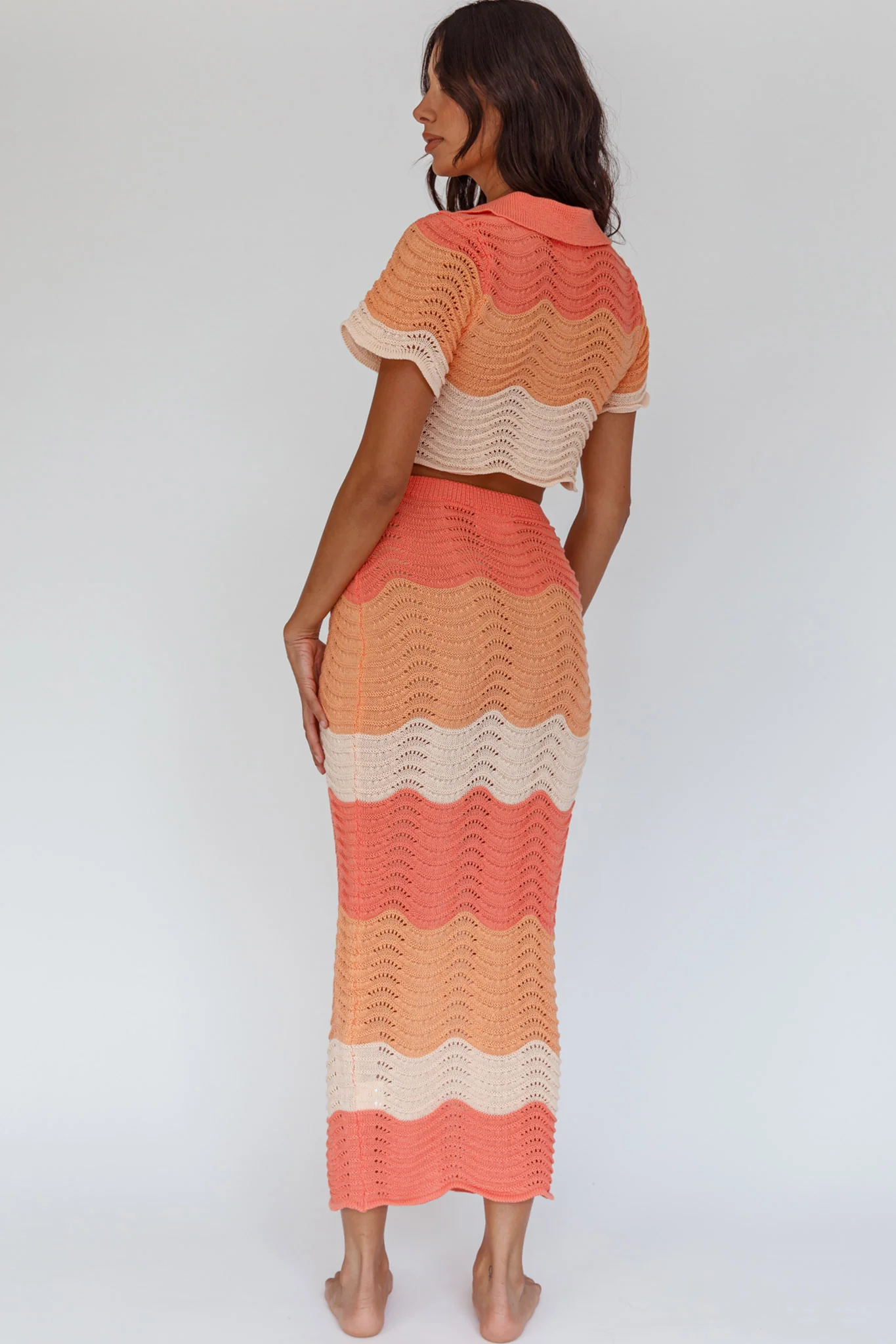 May Blooms Knit Maxi Skirt Tangerine - Image 3