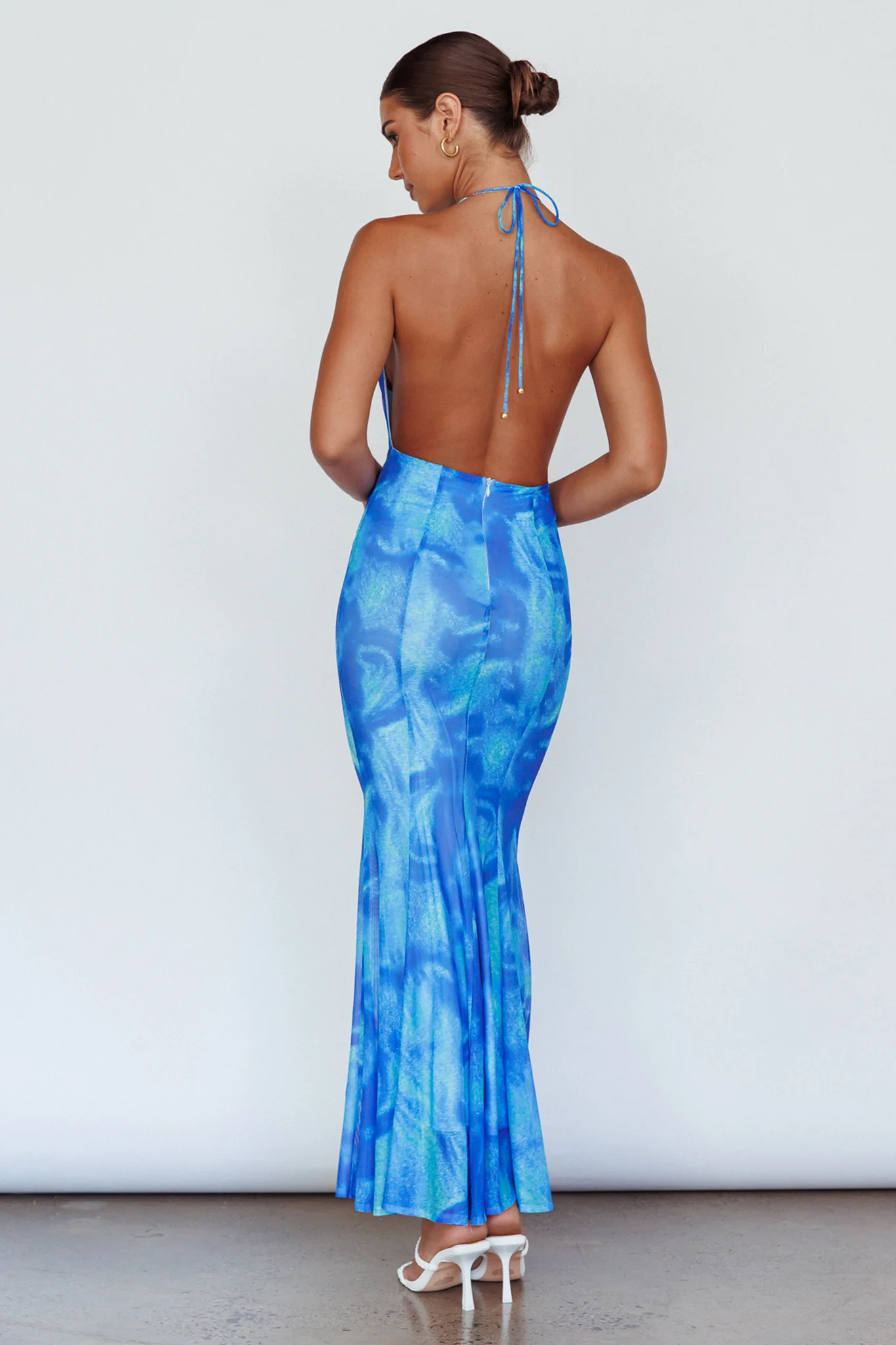 Mayah Halterneck Maxi Dress Printed Blue - Image 2