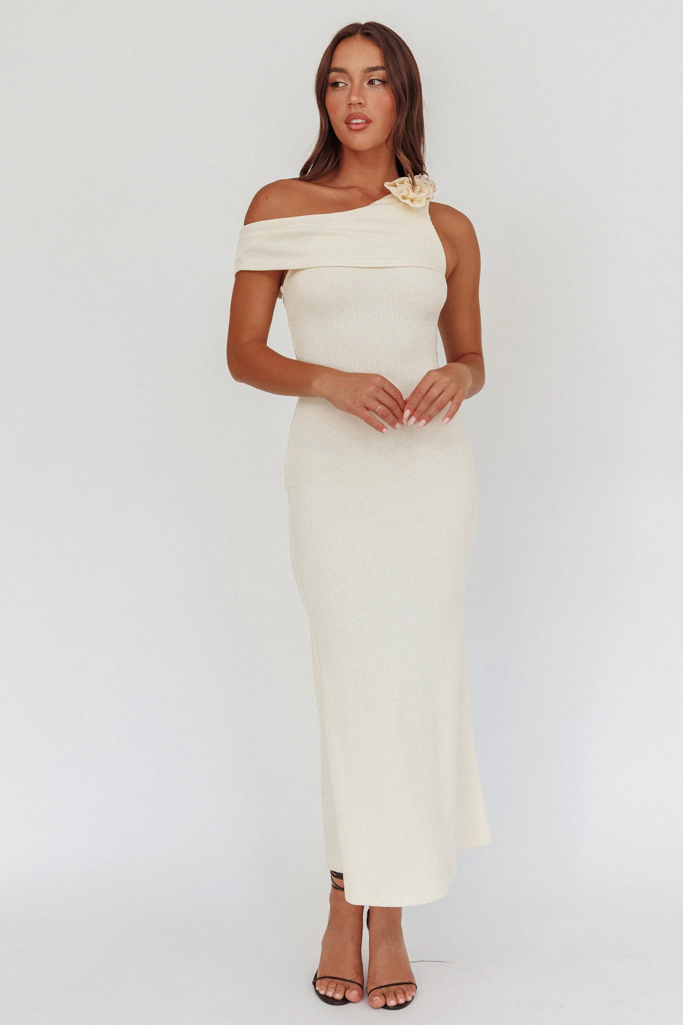 Mazon One-Shoulder Knit Maxi Dress Butter - Image 5